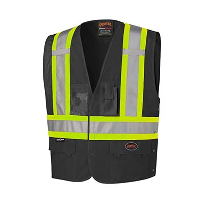 Pioneer 135 Large / Extra Large High Visibility Black Adjustable Safety Vest V1021570-L/XL