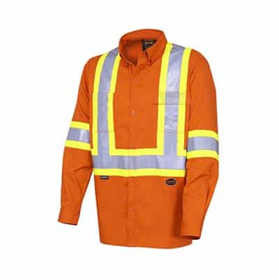 Pioneer 4441 Extra Large High Visibility Orange Ultra-Cool Long Sleeved Cotton Safety Shirt V2120510-XL