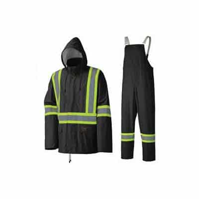 Pioneer 5599BK Extra Large Black Light weight Poly / PVC Rain Suit Jacket & Bib Pant V108170
