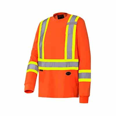 Pioneer 6981 Extra Large High Visibility Orange Long Sleeved Cotton Jersey Knit Safety T Shirt V1050850-XL