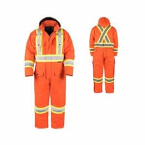 Terra 116571 Large Men's Orange High Visibility Insulated Winter Coverall