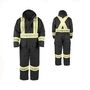 Terra 116571 Large Men's Black High Visibility Insulated Winter Coverall