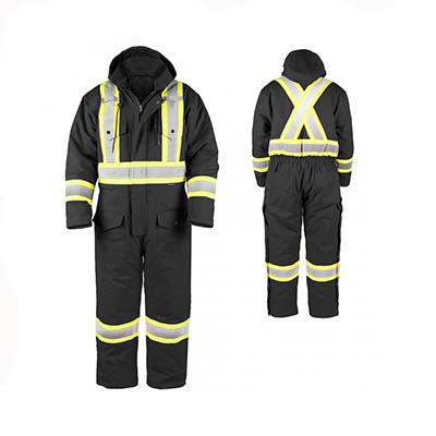 Terra 116571 Extra Large Men's Black High Visibility Insulated Winter Coverall