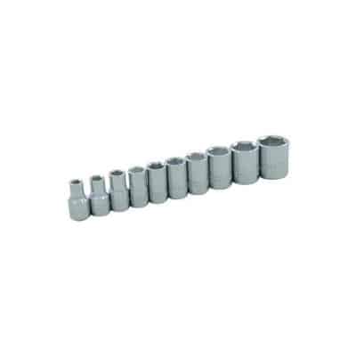 Gray 15010 1/4 Inch Drive 10 Piece 6 Point Standard Chrome SAE Socket Set