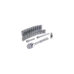 Gray 25026 3/8 Inch Drive 26 Piece 6 Point Chrome Socket Set SAE Standard & Deep with Attachments