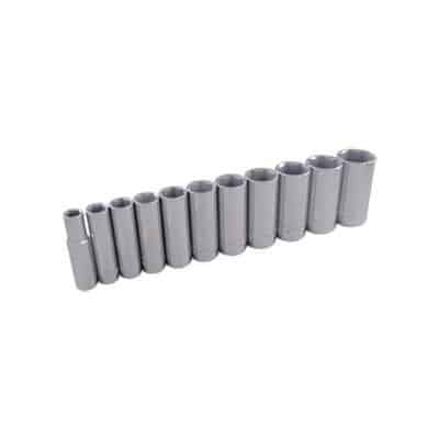 Gray 25211 3/8 Inch Drive 11 Piece 6 Point Deep Chrome SAE Socket Set