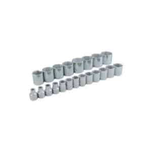 Gray 29021 3/8 Inch Drive 21 Piece 6 Point Standard Chrome Metric Socket Set
