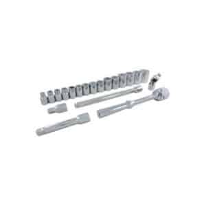 Gray 38020 1/2 Inch Drive 20 Piece 6 Point Chrome Socket & Attachment Set SAE Standard Length