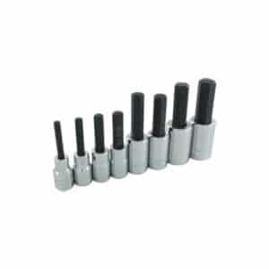 Gray DW24LS 1/2 Inch Drive 8 Piece Hex Head Standard Chrome SAE Socket Set