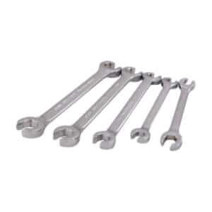 Gray FLM5S 5 Piece 6 Point Metric Chrome Flare Nut Wrench Set 9mm To 18mm