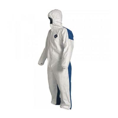 Dupont Tyvek 400D TD127 3X-Large White Tyvek Front & Blue Polypro Back Disposable Hooded Coveralls
