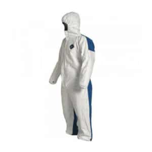 Dupont Tyvek 400D TD127 Large White Tyvek Front & Blue Polypro Back Disposable Hooded Coveralls
