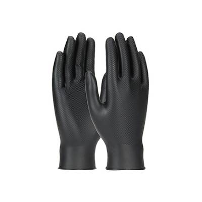 Grippaz 67-246-CN 6 Mil Large Black Nitrile Disposable Gloves Textured 50 Per Box