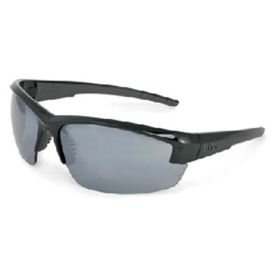 Uvex S1504 Mercury Silver Mirror Hardcoat Anti-Scratch Lens Protective Eyewear W/ Black & Grey Frame