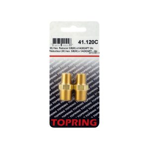 Topring 41.120C Brass Hexagonal Reducer 3/8 (M) to 1/4 MPT