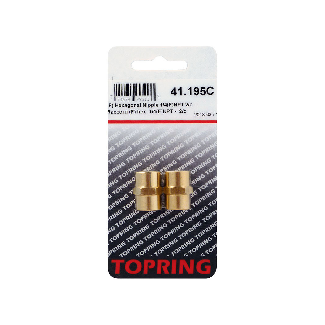 Topring 41.195C Brass Hexagonal Union 1/4 FPT