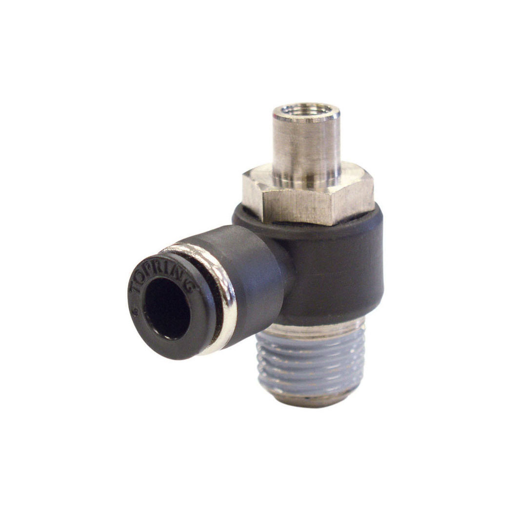 Topring 44.962 1/4 in. Push-to-Connect to 1/8 MPT Flow Control Valve Elbow Adapter MAXFIT