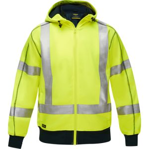 Bisley PC323M6988X-LY 2X-Large Yellow Full Zip Hooded Sweatshirt With Sherpa Lining & 2 Inch Reflective Tape