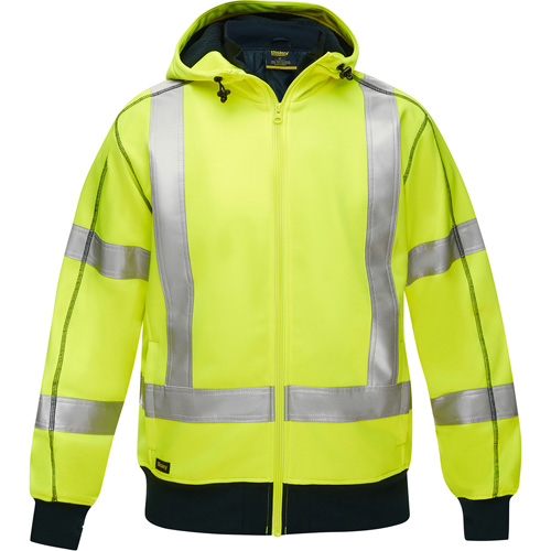 Bisley PC323M6988X-LY 4X-Large Yellow Full Zip Hooded Sweatshirt With Sherpa Lining & 2 Inch Reflective Tape