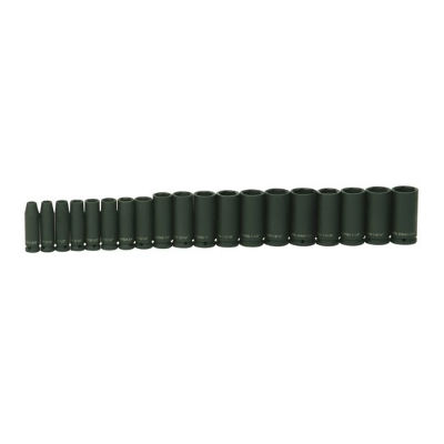 Williams 37909 1/2 Inch Drive 19 Piece 6 Point Deep Power Impact SAE Socket Set Black