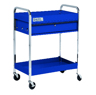 Williams 50723 2 Shelf Heavy Duty Service Cart With Locking Drawer Red 30X17X36-7/32