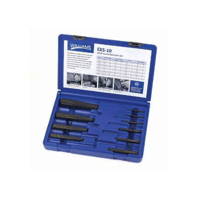 Williams EXS-10 10 Piece Straight Tapered Flute Screw Extractor Set