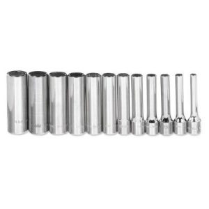 Williams MSMD-12HRC 1/4 Inch Drive 12 Piece 6 Point Deep Metric Socket Set Chrome