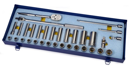 Williams MSS-33FTB 1/2 Drive 33 Piece 12 Point Metric Socket & Drive Tool Set Chrome