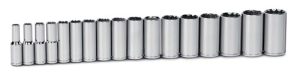 Williams MSSD-17RC 1/2 Inch Drive 17 Piece 12 Point Deep Metric Socket Set Chrome