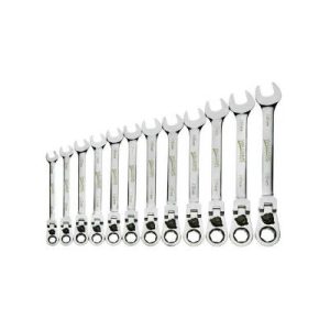 Williams MWS-12RCF 12 Piece Metric Reversible Flex Head Ratcheting Combination Wrench Set 8mm To 19mm