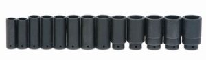 Williams WS-14-19RC 1/2 Inch Drive 19 Piece 6 Point Deep Power Impact SAE Socket Set Black