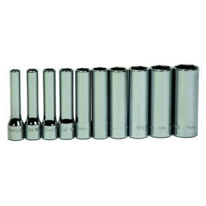 Williams WSMD-10HRC 1/4 Inch Drive 10 Piece 6 Point Deep SAE Socket Set Chrome