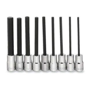 Williams WSMS-9LRC 1/4 Inch Drive 9 Piece Long Hex Bit SAE Socket Set Chrome