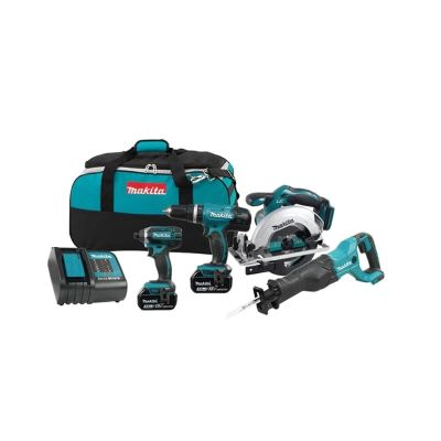 Makita DLX40571X1 18 Volt Cordless 4 Tool Combo Kit With Batteries, Charger & Tool Bag