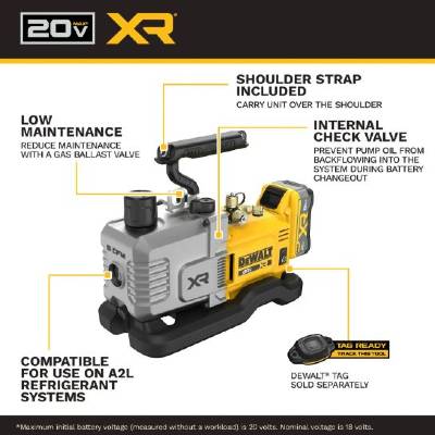 Dewalt DCE510WW1 20 Volt Max XR 5CFM Cordless Vacuum Pump